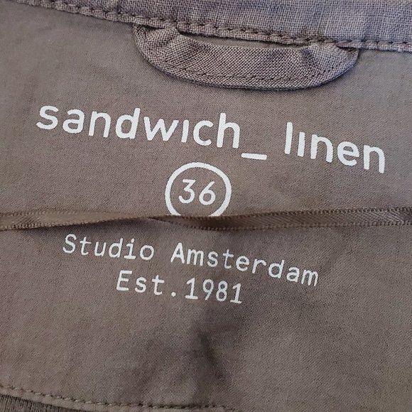 ANTHRO SANDWICH 100% Linen Grey Open Front Jacket - Picture 5 of 8